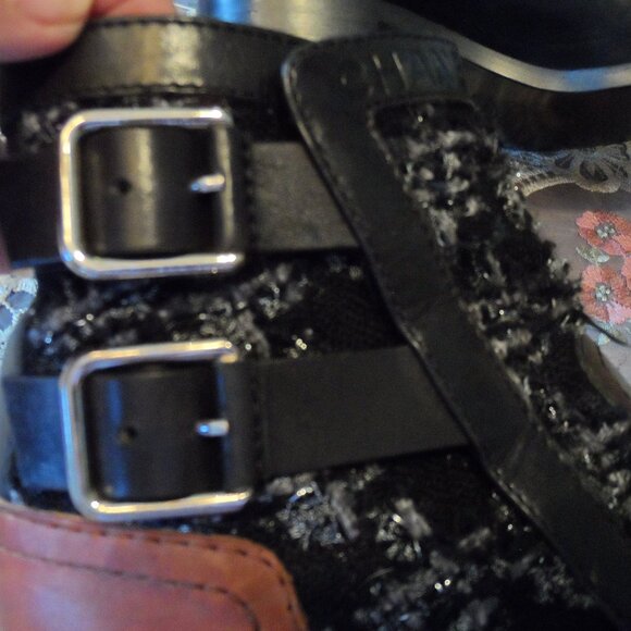 Chanel Black Tweed/Leather Moto Ankle Boots w/Buckles-LOGO Detail Size 38.5M - Picture 11 of 16